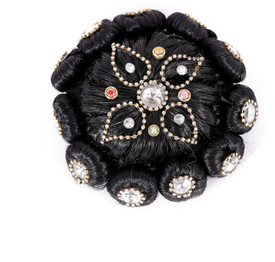 

HONBON Artificial Juda Hair Accessories For Women and Girls with Stone Work Juda For Festives Designer Stone Bridal Wedding Hair Extension Juda Accessories … Hair Accessory Set(Multicolor)