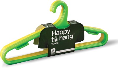 Happy to Hang Teeser Plastic Pack of 6 Hangers(Yellow, Green)