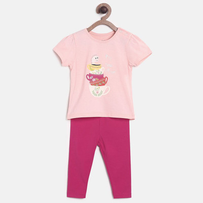 MINI KLUB Girls Casual Top Track Pants(Multi)