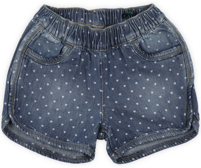 

United Colors of Benetton Short For Girls Casual Printed Cotton(Blue, Pack of 1, 901