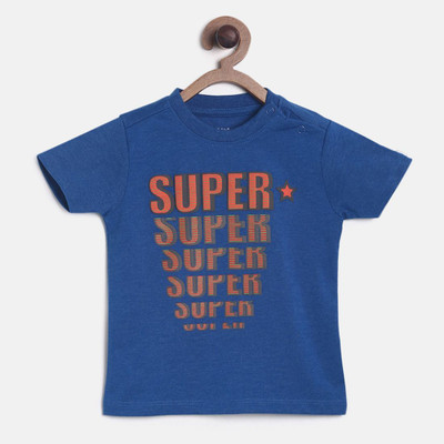 MINI KLUB Boys Printed Cotton Blend Regular T Shirt(Blue, Pack of 1)