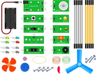 

Kit4Curious ElectroBits Basic Electronic building blocks with instruction guide – Educational and learning kit gift(Multicolor)
