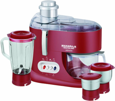 

Maharaja Whiteline Ultimate ( JX-101) 550 W Juicer Mixer Grinder(Maroon, 3 Jars)
