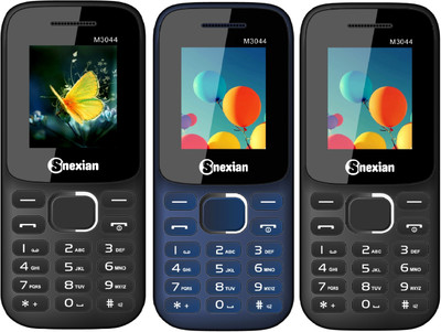 Snexian M3044 Combo of Three Mobiles(Black, Blue, Black&Red)