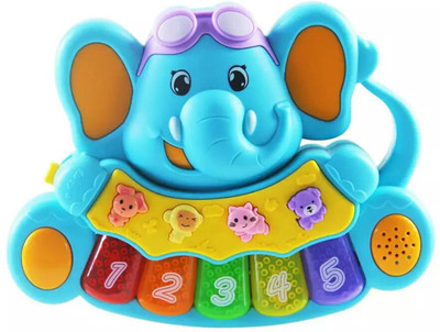 

TALKING GANESHA Cartoon Elephant Shaped Musical Piano with 4 Animal Sounds, 5 Notes, 4 Nursery Rhymes & Whack a Mole Game Toy For Kids - Multicolor(Multicolor)
