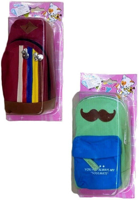 

S2KCrafts S2KC-1332 S2KC-1332 Maroon & Light green bag pouch Art Polyester Pencil Boxes(Set of 2, Maroon, Light Green)