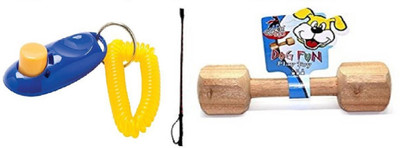 

Foodie Puppies Dog Combo Training Kit - Training Hunter Stick + Clicker with Wrist Strap + Training Dumbbell (Color May Vary) Wooden, Plastic Stick, Training Aid For Dog