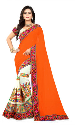 Arriva Fab Embroidered Fashion Poly Georgette Saree(Multicolor) Flipkart