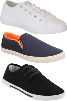 

Chevit Pack of 3 Casual Shoes (Loafers) Sneakers For Men (White, Blue, Black) Sneakers For Men(Multicolor
