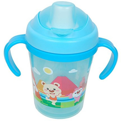 

Guru Kripa Baby Products  Easy Grip Sipper Non Spill Cup Spout And Straw Sipper Cup Beautiful Design And Attractive Colour Bpa Free Double Deck Mug Automatic Unbreakable Sipper Cum Water Bottle 240Ml Blue(Blue)