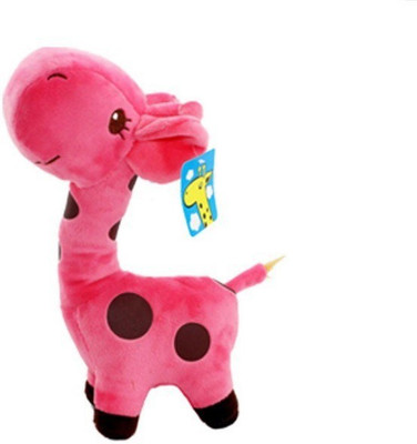 

Kuhu Creations Cute Giraffe Soft Plush Animal Dolls for Kids play and Gift - 18 cm(Pink)