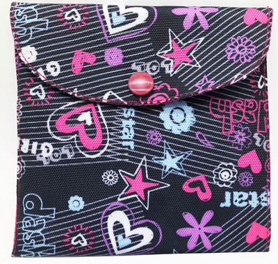 

Meher Collection Cosmetic Pouch(Multicolor), Love girl design;pink base;printed