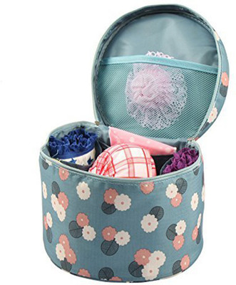 

Lemish Round Space Saver Travel Bra Underwear Lingerie Toiletry Storage Holder Bag Pouch Organizer-Blue Travel Toiletry Kit(Blue)