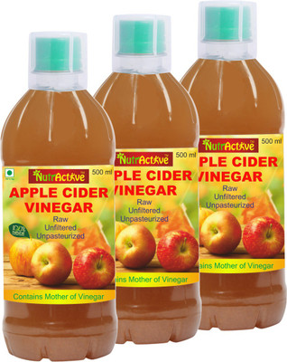 

NutrActive 100% Natural Apple Cider Vinegar With Mother of Vinegar Vinegar(1500 ml, Pack of 3)