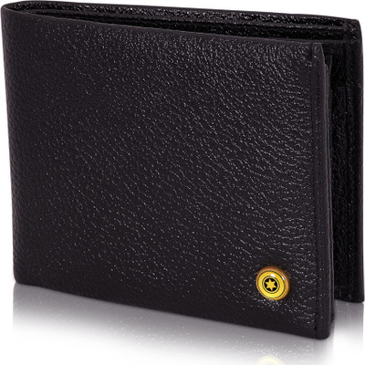 

POLLSTAR Men Black Genuine Leather Wallet(7 Card Slots)