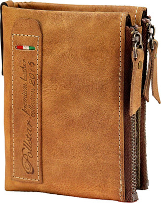 

POLLSTAR Men Tan Genuine Leather Wallet(4 Card Slots)