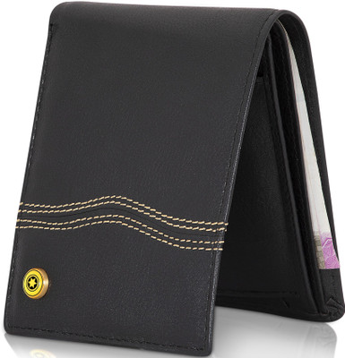 

POLLSTAR Men Black Genuine Leather Wallet(6 Card Slots)