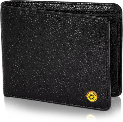

POLLSTAR Men Black Genuine Leather Wallet(4 Card Slots)