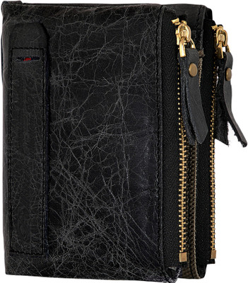 

POLLSTAR Men Black Genuine Leather Wallet(4 Card Slots)