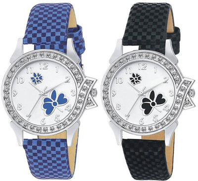 

OpenDeal Combo Pack 2 Graceful Print Dial Multi Chex Design Leather Belt Watch For Girls & Women OD-CH01 Watch - For Girls
