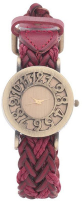 

SPINOZA Red attractive leather strap unique boys and women Watch - For Girls