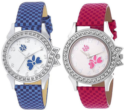 

OpenDeal Combo Pack 2 Graceful Print Dial Multi Chex Design Leather Belt Watch For Girls & Women OD-CH02 Watch - For Women