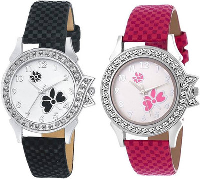 

OpenDeal Combo Pack 2 Graceful Print Dial Multi Chex Design Leather Belt Watch For Girls & Women OD-CH03 Watch - For Women
