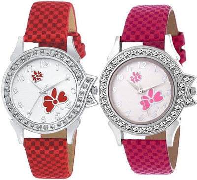 

Zebra Combo Pack 2 Flower Print Dial Multi Chex Design Leather Belt Watch For Girls & Women ZB-CH06 Watch - For Girls