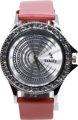 

ethify JT-efg01 Silver dial with pink strap Watch - For Women