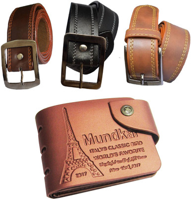 

Peacock Mundkar Wallet, Belt Combo(Tan, Black, Brown)