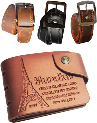 

Peacock Mundkar Wallet, Belt Combo(Tan, Black, Brown)