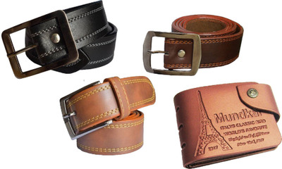 

Peacock Mundkar Wallet, Belt Combo(Tan, Black, Brown)