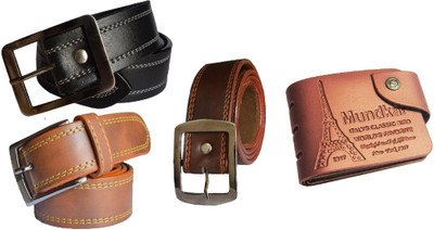 

Peacock Mundkar Wallet, Belt Combo(Tan, Black, Brown)