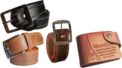 

Peacock Mundkar Wallet, Belt Combo(Tan, Black, Brown)