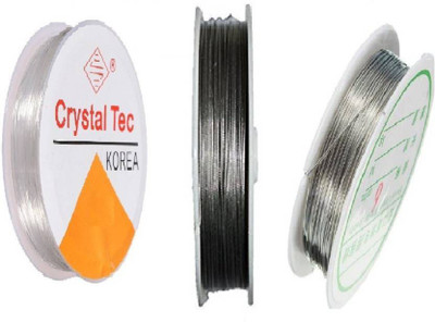 

BestUBuy Gear Wire, Copper Wire & Elastic Wire Clear Combo - Silver for jewellery making