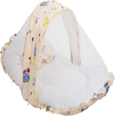 

VParents Little champ Baby Bedding set with Mosquito net and pillow Foldable Bed(Fabric, Orange)