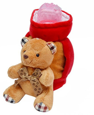 

Guru Kripa Baby Products ™ Present New Born Baby Fancy Cute Feeding Bottle Cover with Soft & Attractive Fancy Cartoon Bottle Cover and Stretchable Soft Velvet Nursing Smiley Teddy Plush Toy for child below Milk Bottle cover with Handel Trusted Brand High