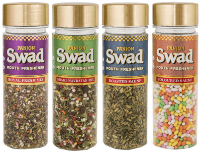 

Swad Mixed Shahi Navratan Mix, Coloured Saunf, Royal Fresh Mix, Roasted Saunf Mouth Freshener(Pack of 4)