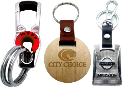 

City Choice New Combo of Nissan & Omuda with free Round wooden keychain Locking Key Chain(Multicolor)