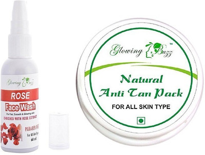 

Glowing Buzz Combo of Rose Facewash (60 ml) and Natural Anti Tan Pack (30 grams)(Set of 2)