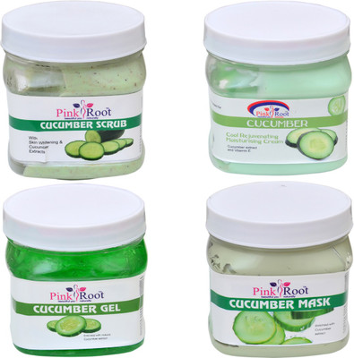 

Pink Root Cucumber Scrub, Mask, Gel and Cream(Set of 4)