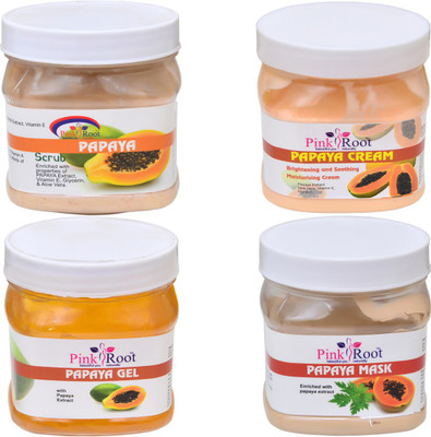 

Pink Root Papaya Scrub, Mask, Gel and Cream(Set of 4)