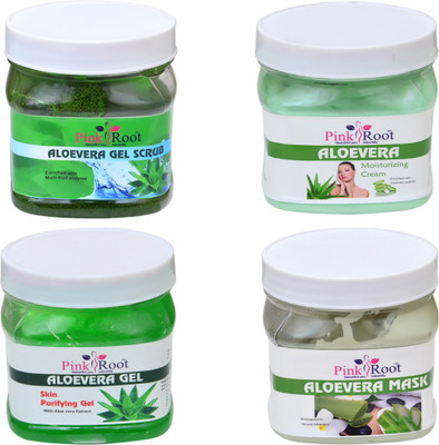 

Pink Root Aloe Vera Scrub, Mask, Gel and Cream(Set of 4)