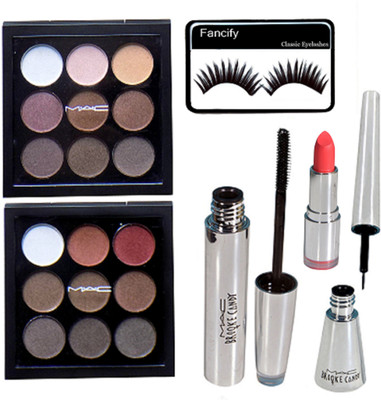 

fancify Eyelashes&Brooke Candy Liner& Mascara&ColorBar Lipstick&Mac&Mac9Shade EyeShedow Palette(Set of 6)
