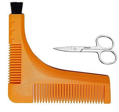 Confidence Beard Comb With Small Brush & Scissors For Hair Cutting For Men(Set of 1)