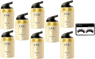 

9 to 5 eyelashes , olay total effects 7 in 1 spf 15 day cream (pack of 8)(Set of 9)