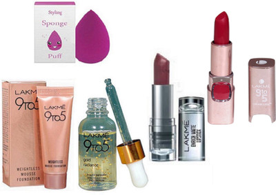 

styling Sponge Puff& Gold Radiance Face Serum&Weightless Mousse 6gm& Lipstick&Enrich Lipstick(Set of 5)