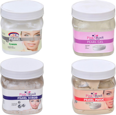 

Pink Root Pearl Scrub, Mask, Gel and Cream(Set of 4)