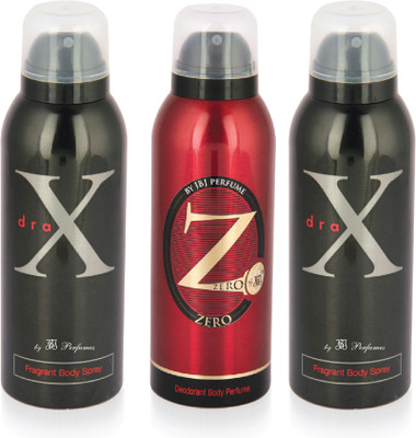

JBJ Zero Red + Drax Black Combo of 3 Body Spray - For Boys(450 ml, Pack of 3)