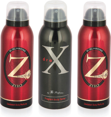 

JBJ Drax Black + Zero Red Combo of 3 Body Spray - For Men(450 ml, Pack of 3)